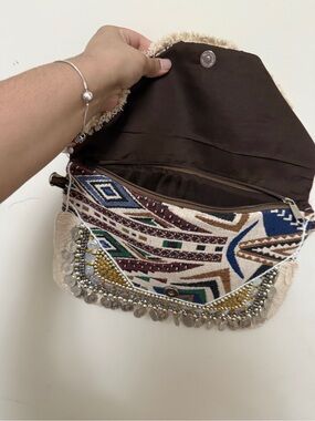 Bohemian Embroidered Fringe Crossbody Bag in Multi-Color